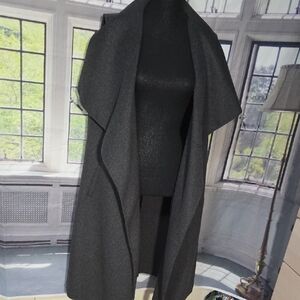 Michael Kors Dark Charcoal Gray Draped Open-Front Poncho